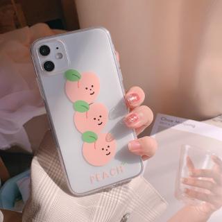 Ốp Điện Thoại Silicon Mềm Trong Suốt In Hình Quả Đào Xinh Xắn Cho Iphone 11 Pro 7 / 8 Plus
