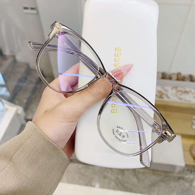 Mắt Kính Gọng Vuông Trong Suốt Chống Bức Xạ Thời Trang Cho Nam Nữ