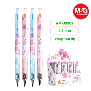 Bút Chì Kim Sakura Tự Xoay 360 độ AMPJ3503 Nét 0.5mm Siêu Đẹp Hình Hoa Anh Đào Thương Hiệu M&G