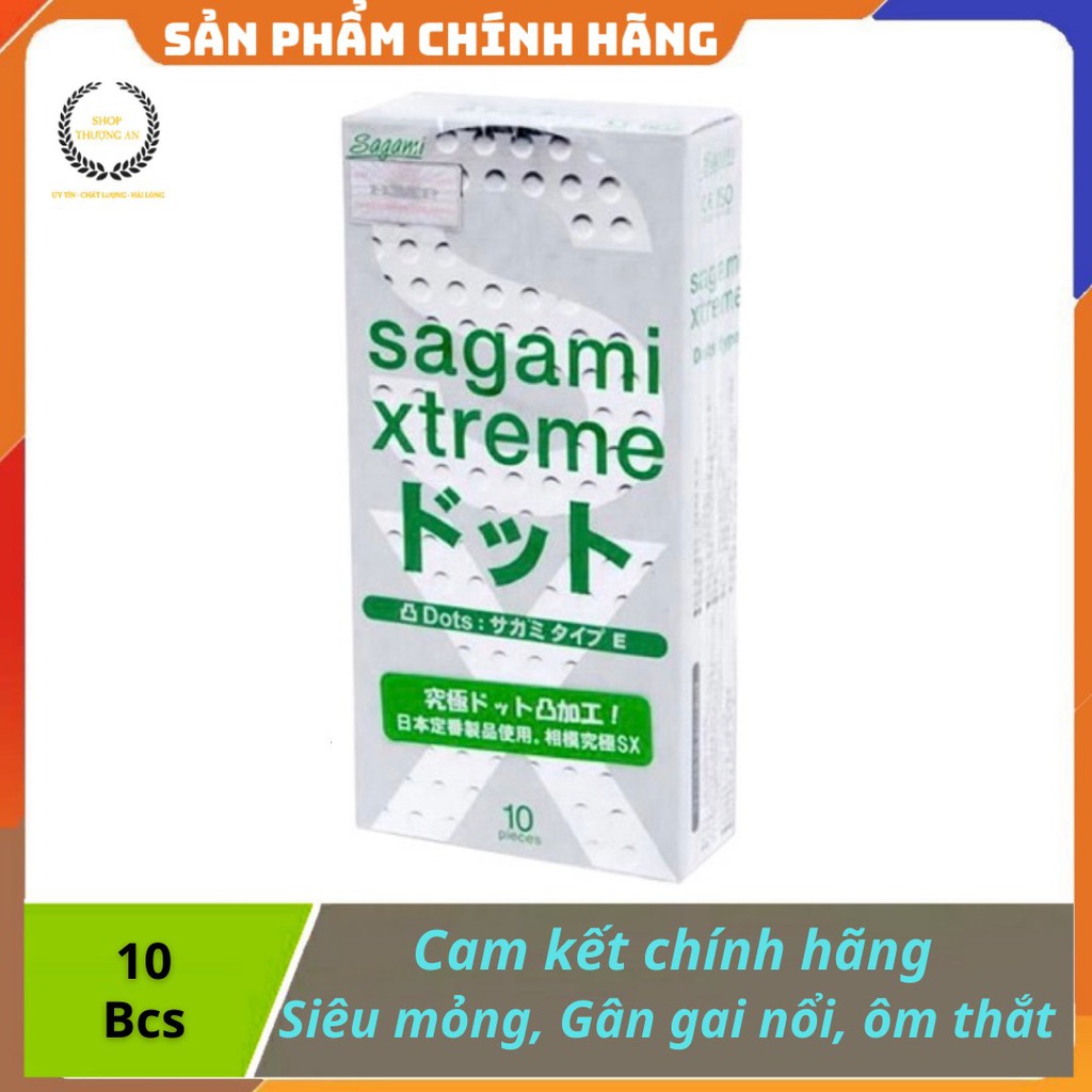 [ GIÁ SỈ ] - Bao cao su siêu mỏng, Gân gai nổi, ôm khít Sagami Extreme - hộp 10 chiếc