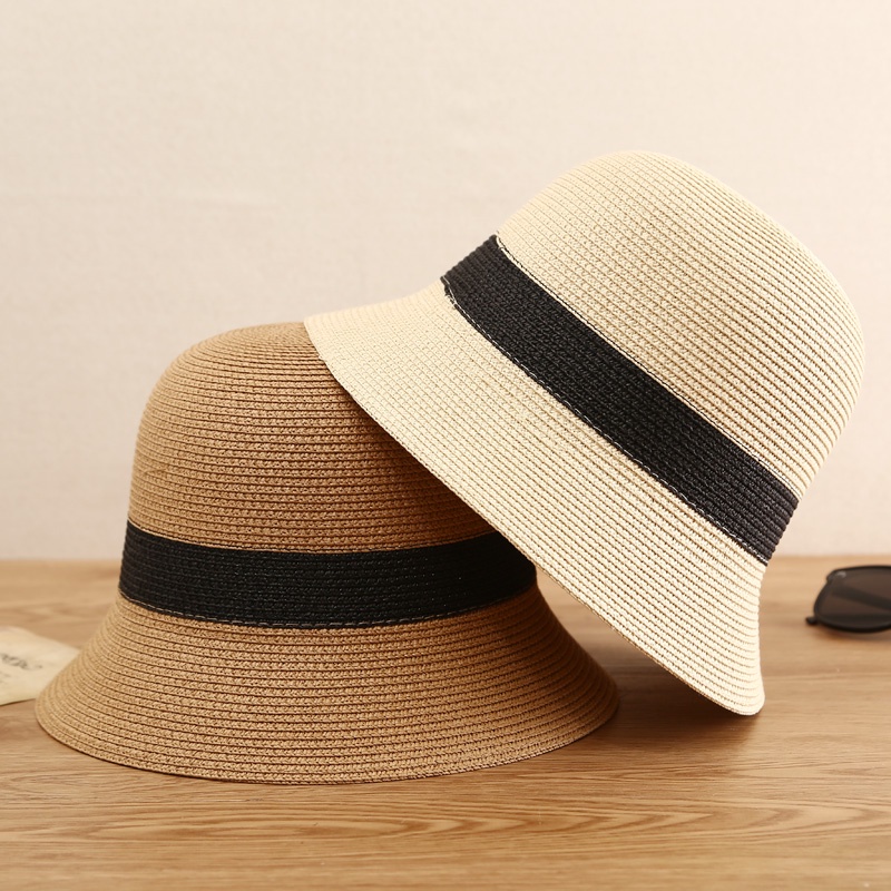 Mũ Cói Cụp Đai Cói Đen Jussy Fashion Phong Cách Nón Cói Đi Biển Vintage Hàn Quốc Nhiều Màu Đẹp