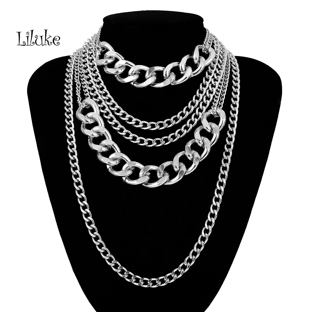 Vòng cổ Hợp Kim Nhiều Lớp Phong Cách Hip hop Cá Tính Cho Nữ