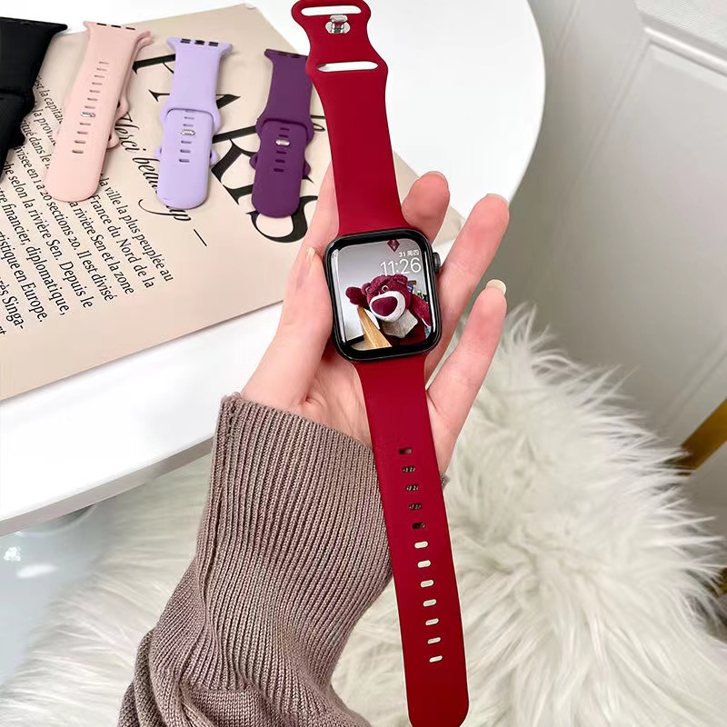 Dây Đeo Silicone 45mm 49mm 44mm 41mm Cho iWatch 40mm 38mm 42mm Correa Apple Watch Series 7 6 SE 5 4 3 2