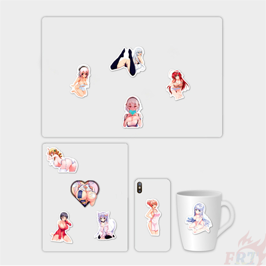 Set 50 Miếng Dán Hình Nhân Vật Anime Ahegao Sankaku Diy Dùng Trang Trí Vali / Laptop / Ván Trượt