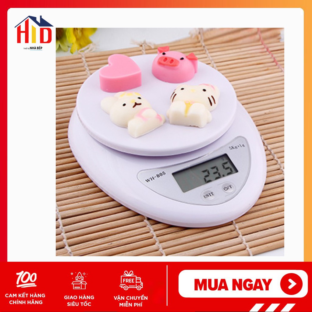 [Loại 1] Cân tiểu ly điện tử nhà bếp mini định lượng 1g - 5kg, Cân tiểu ly làm bánh độ chính xác cao kèm 2 viên pin AAA