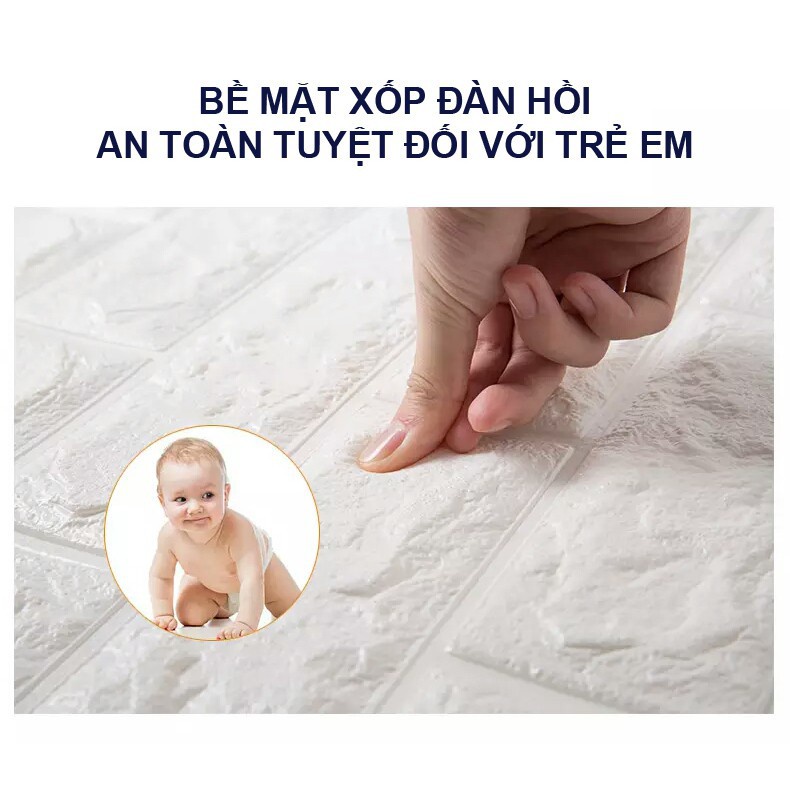 Xốp Dán Tường Giả Gạch 3D Loại Dày 4mm - Khổ Lớn 70x77cm Chống Ẩm Loại 1 Siêu Dính