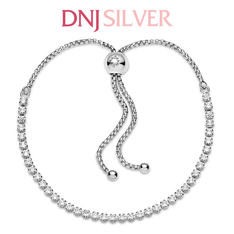 Vòng tay bạc 925 cao cấp - Mẫu vòng Sparkling Slider Tennis Bracelet, dây rút freesize, có thể điều chỉnh size linh động