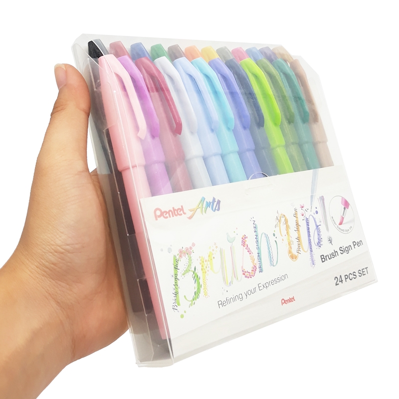 Bộ 24 Bút Lông Màu Nước Pentel Touch Màu Pastel - SES15C-24ST1