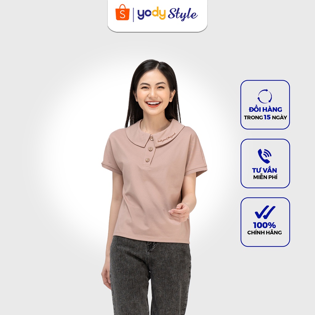 Áo polo nữ cổ sen YODY thêu chữ cao cấp, áo thun mắt chim bền đẹp - APN3732 | BigBuy360 - bigbuy360.vn