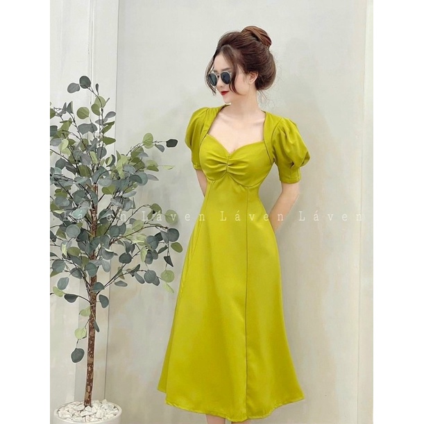 ĐẦM MIDI XOÈ NHÍU NGỰC TAY BÚP 3M KTGIMI ( Kèm Ảnh Thật)