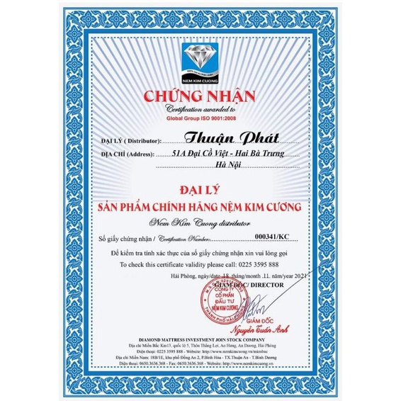 Đệm cao su non kim cương chính hãng Aloe vera-flex