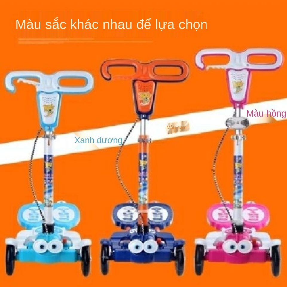 Ưu đãi đặc biệt xe scooter trẻ em 1-3-6-15 tuổi có bàn đạp đôi, bé trai và gái, đẩy bơi ếch 4 bánh