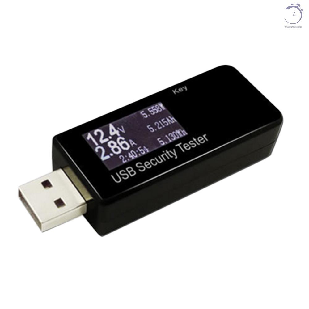 Máy đo điện áp kỹ thuật số USB Máy đo điện áp hiện tại DC 5.1A 30V Bộ đo điện áp khuếch đại Kiểm tra tốc độ của bộ sạc Cáp Dung lượng của ổ cắm điện Màu đen♠