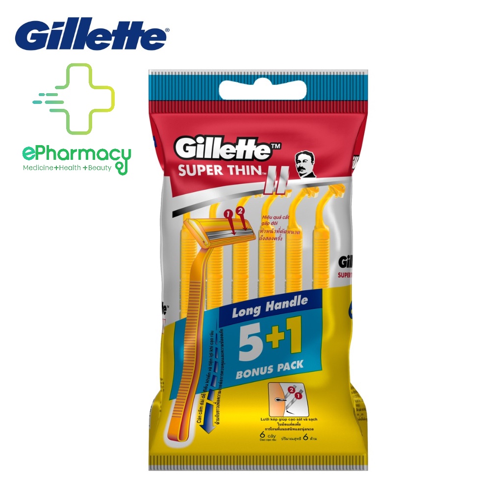 Dao cạo râu Gillette cán vàng túi 5 + 1 cái - Dao cạo Gillette Super Thin II thumbnail