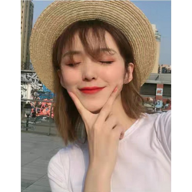Nón đi biển đẹp mũ cói vành nhỏ đai nơ đen thời trang Korea Lh0917399527