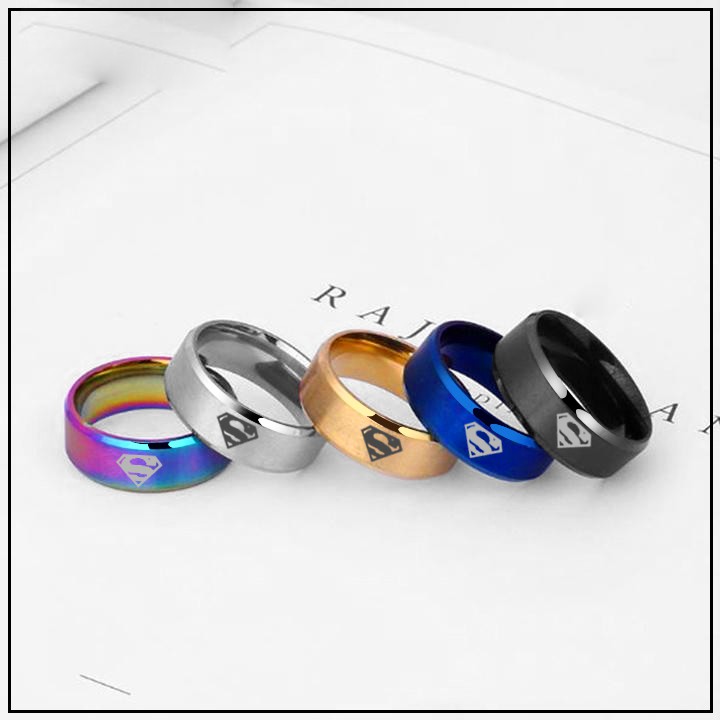 Nhẫn nam cá tính Superman 8mm INOX không đen - N657