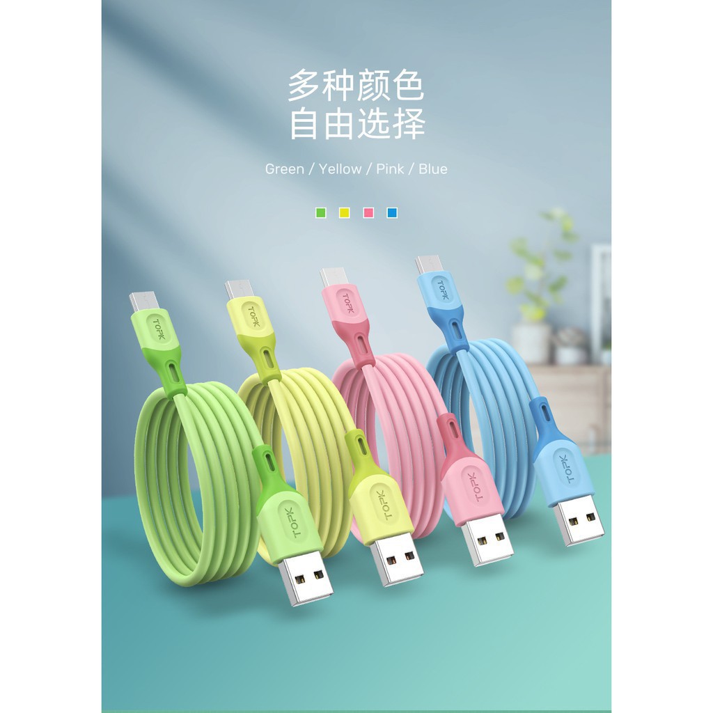 Cáp Sạc Micro Usb Type C Topk An84 Làm Bằng Tpe Silicone Mềm tphcm