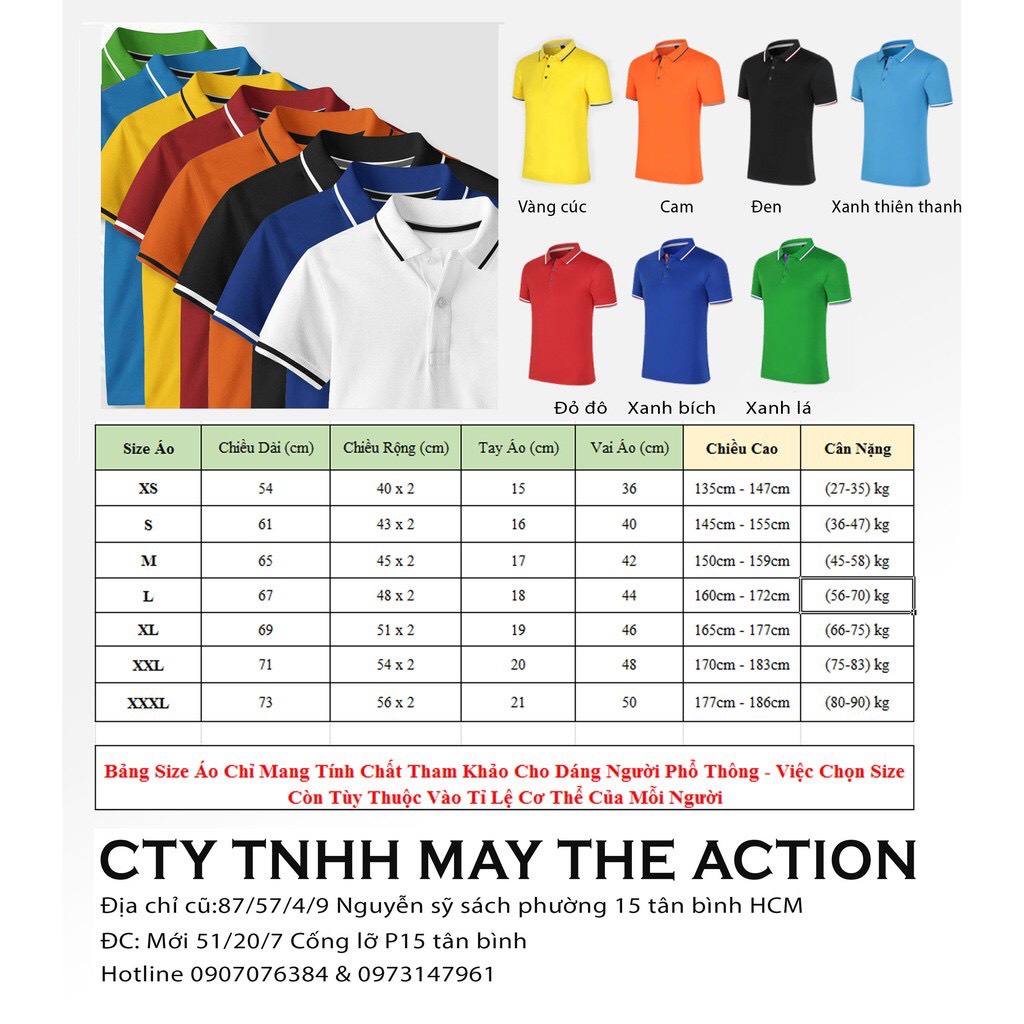 Áo thun polo Áo thun đồng phục đẹp - the action chất liệu cá sấu thể thao cao cấp mặc cực mát thoải mái