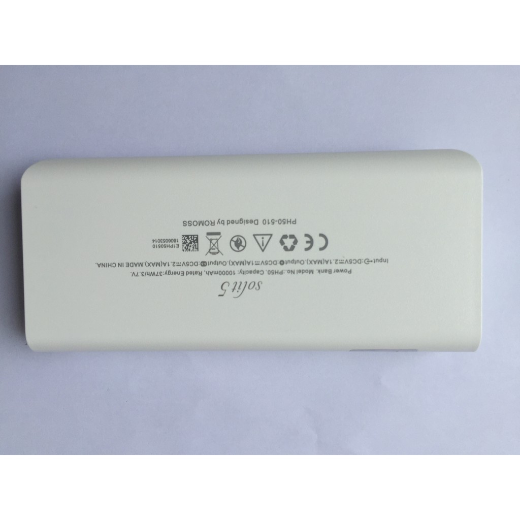 Pin sạc dự phòng 10.000mAh Romoss Solit 5 Input Micro USB (PH50-510-01) - Chính hãng