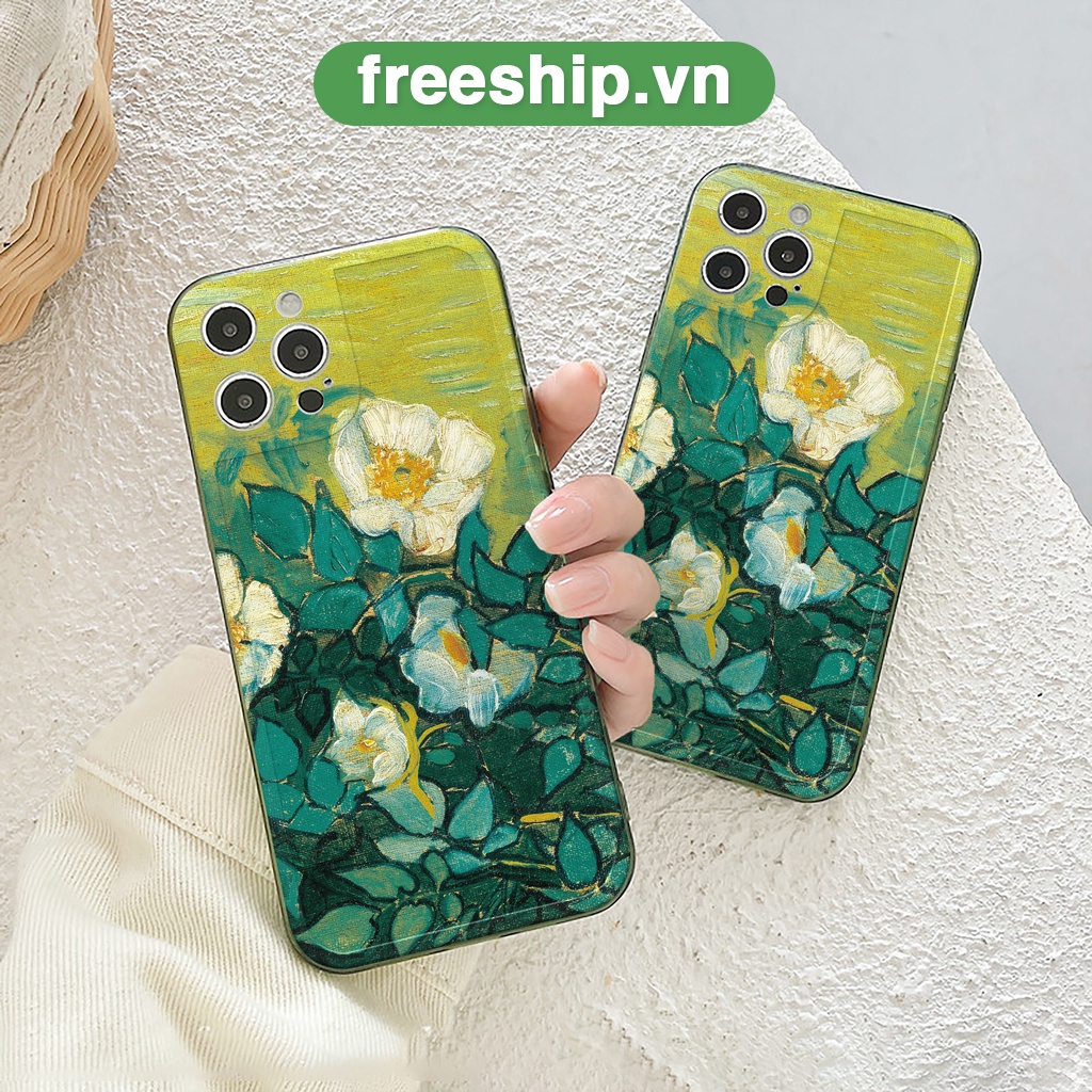 Ốp lưng iphone Vườn hoa trong cạnh vuông 6/6plus/6s/6splus/7/7plus/8/8plus/x/xr/xs/11/12/13/pro/max/plus/promax
