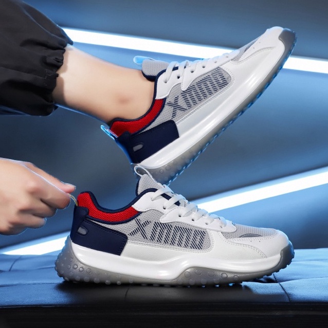 Giày Thể Thao Nam MENDO - Giày Sneaker Màu Xám - Trắng - Đen, Đế Cao Su, Thoải Mái, Êm Chân - G5491
