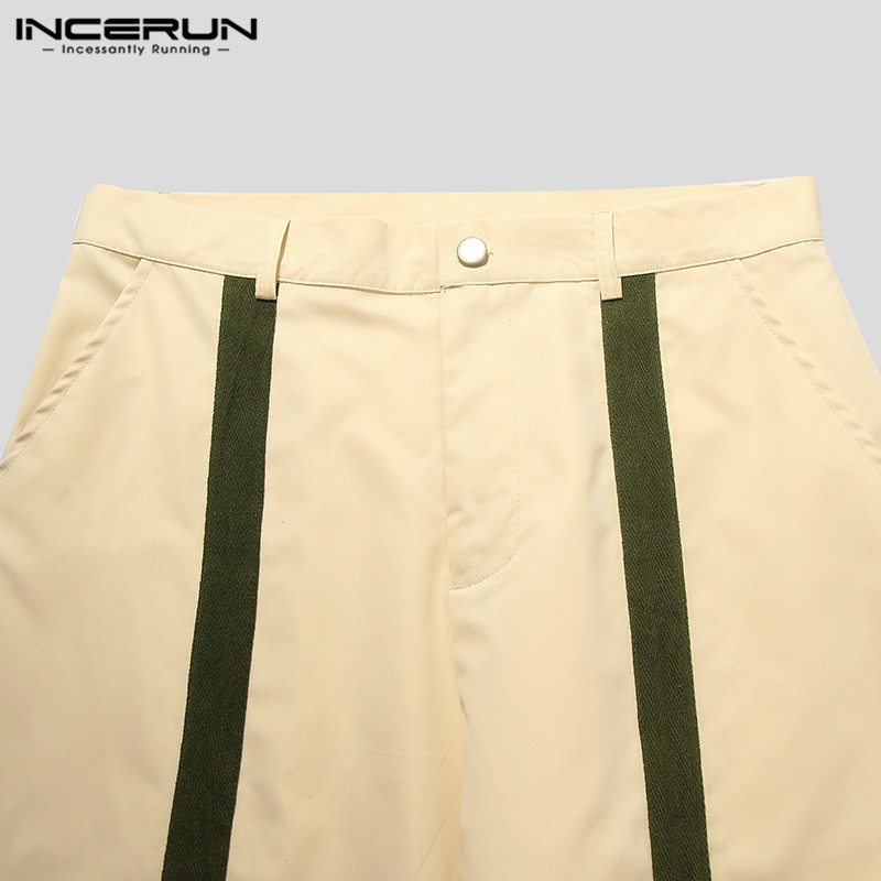 Quần Ống Rộng Incerun Màu Trơn In Chữ Thập Cho Nam