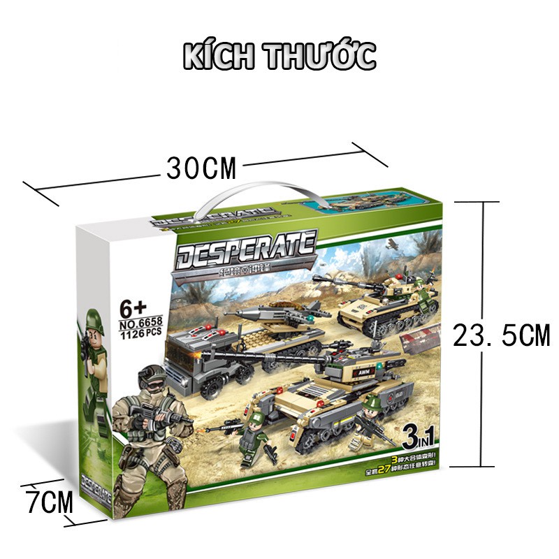 [Giảm giá thần tốc] [1126 CHI TIẾT] ĐỒ CHƠI XẾP HÌNH LEGO XE TĂNG, XE BỌC THÉP VÀ XE CHỞ HỎA TIỄN CHIẾN ĐẤU TẦM XA SỬ DỤ