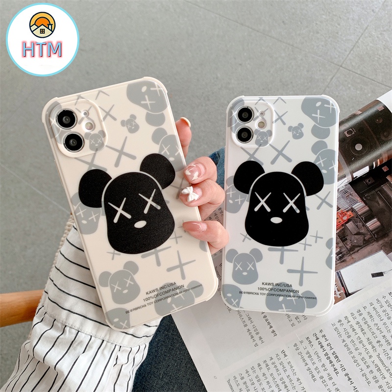 Ốp Điện Thoại Viền Vuông In Hình Gấu Hoạt Hình Cho iPhone 13 12 11 Pro Max XS Max XR X 8 7 Plus