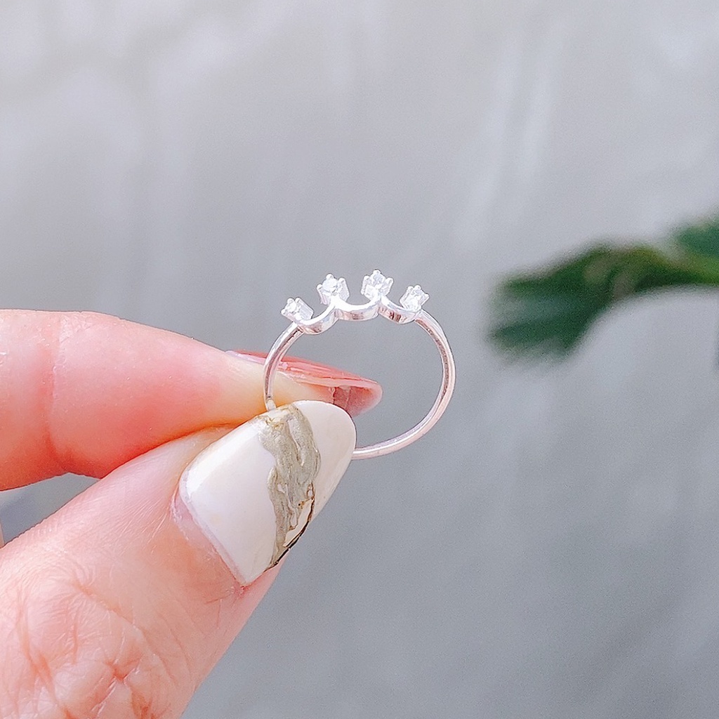 Nhẫn bạc nữ PANSY hình vương miện 4 chóp xinh xắn