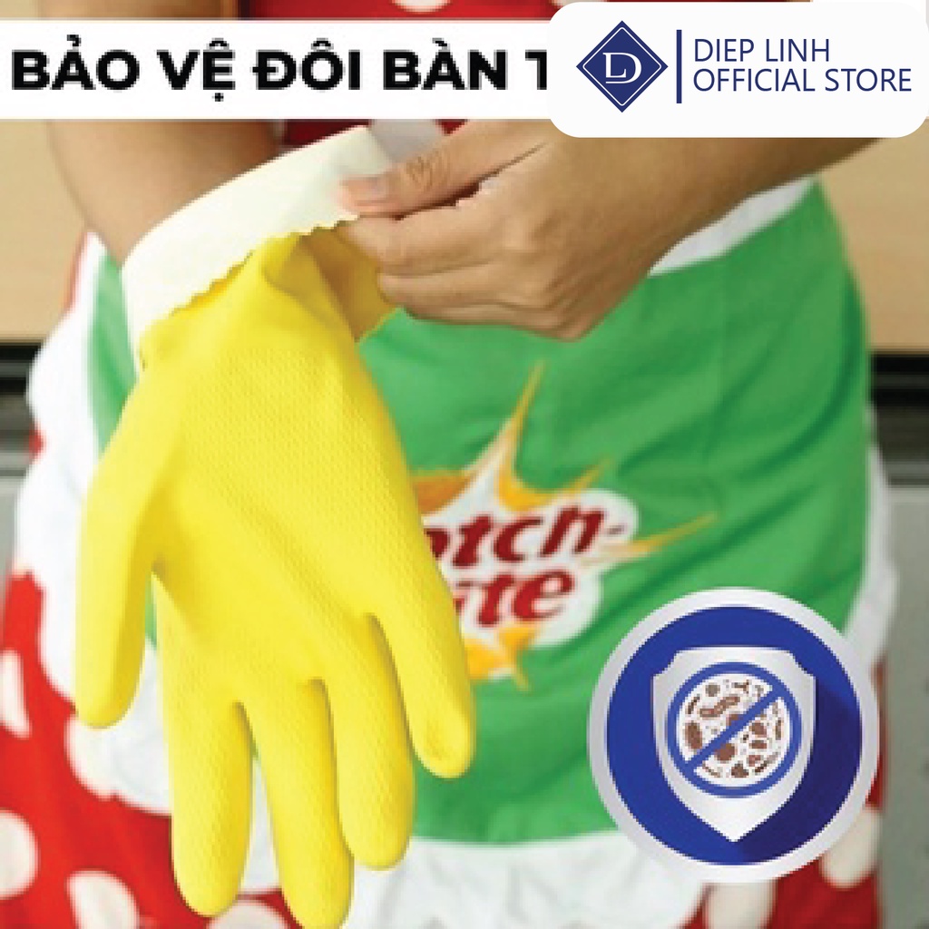 Găng tay đa dụng hương chanh Scotch brite size L, găng tay cao su thiên nhiên, an toàn cho da