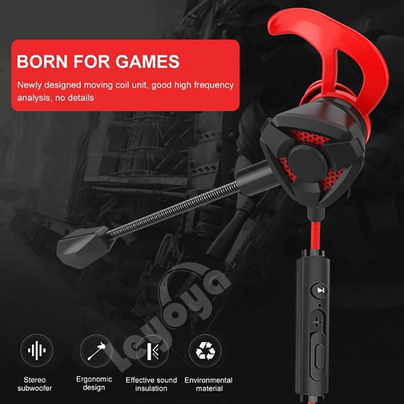 Tai nghe gaming có mic cho điện thoại Leyoya G60 tai nghe chơi game PUBG mobile / FF / ROS / Tốc chiến mic rời 360° earphone BASS hifi thoại / PC tai nghe nhét tai