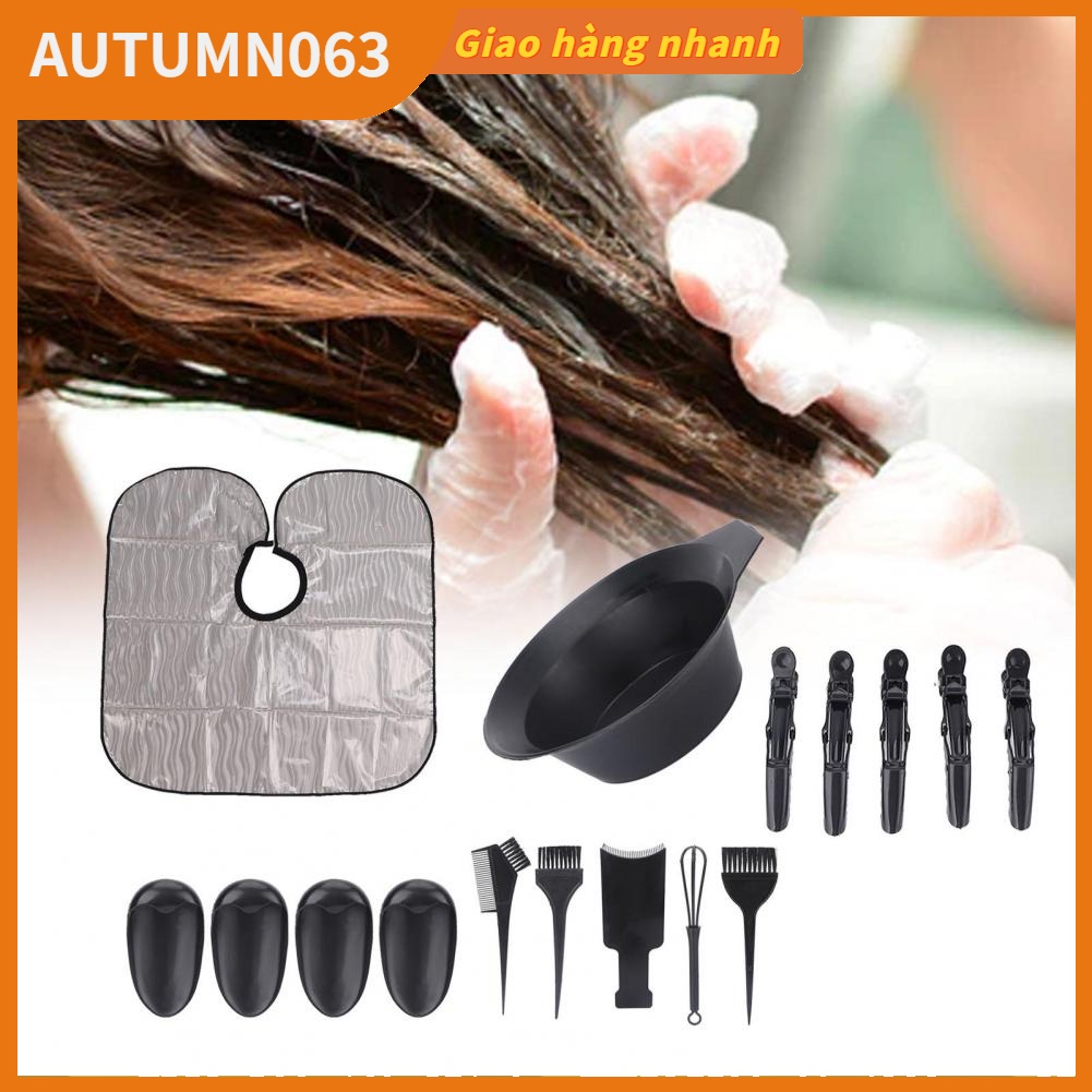 [Hàng mới về] Set 16 dụng cụ tự nhuộm tóc có tô/ bàn chải/ kẹp tóc chuyên dùng trong salon tiện lợi