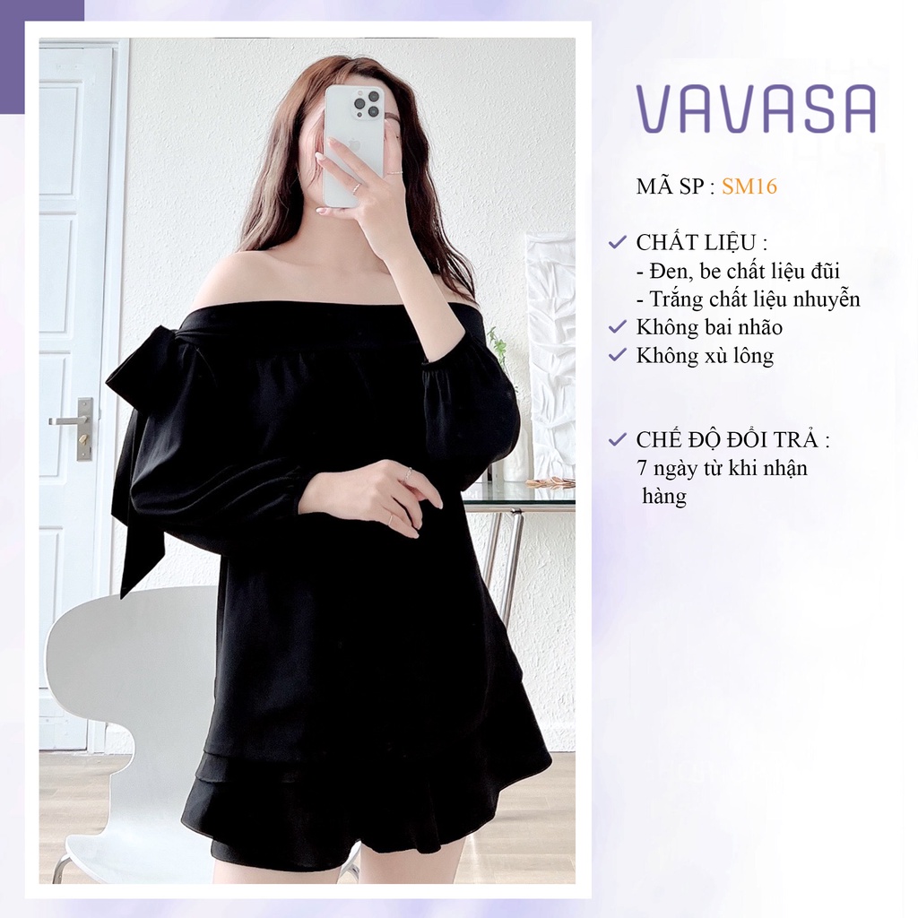 Áo trễ vai nơ vai áo thun lệch vai sành điệu VAVASA SM16