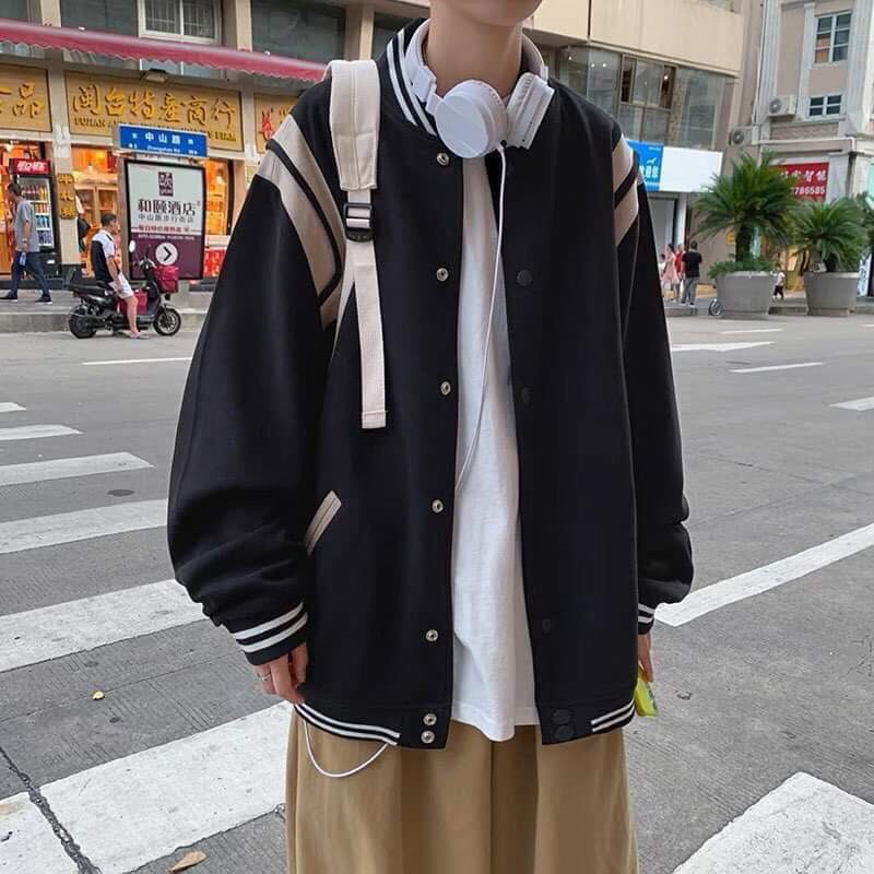 Áo khoác bomber unisex chất dạ ép lì siêu dày -  Áo khoác bóng chày năng động chất dạ dày dặn 2 lớp có lót dù bên trong