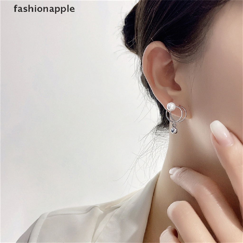 Đôi Khuyên Tai Tròn Gắn Hạt Ngọc Trai Thời Trang Cho Nữ