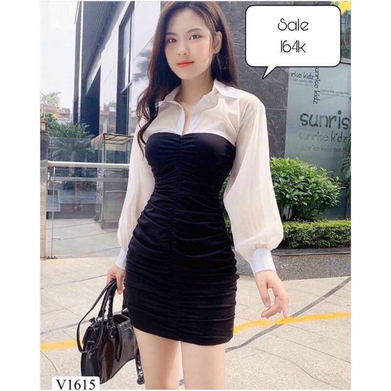 Đầm Thun Phối Sơ Mi Hợp Mọi Kiểu Dáng