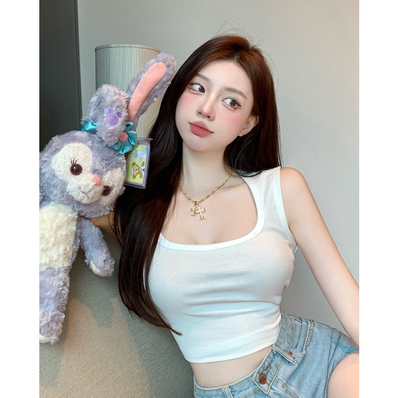 Cocory vn Áo Hai Dây Cổ Vuông Dáng Ôm Thời Trang Quyến Rũ Cho Nữ