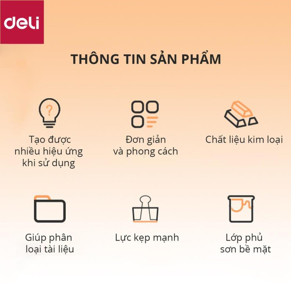 Kẹp bướm kim loại văn phòng Deli - Set 6/8 chiếc - Màu vàng hồng - 9414/9415 [Deli]