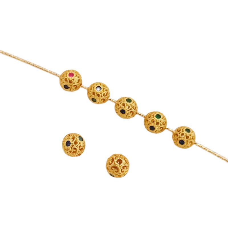 Hạt Đá Zircon Tròn Rỗng 18K Dùng Làm Vòng Tay/Dây Chuyền DIY