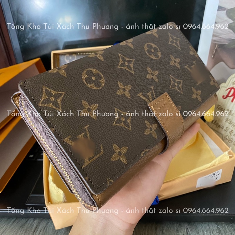 Ví Cầm Tay Nữ Thời Trang Hoa Nâu, Clutch Cầm Tay Cao Cấp (Hàng Fullbox - dập logo từng chi tiết)