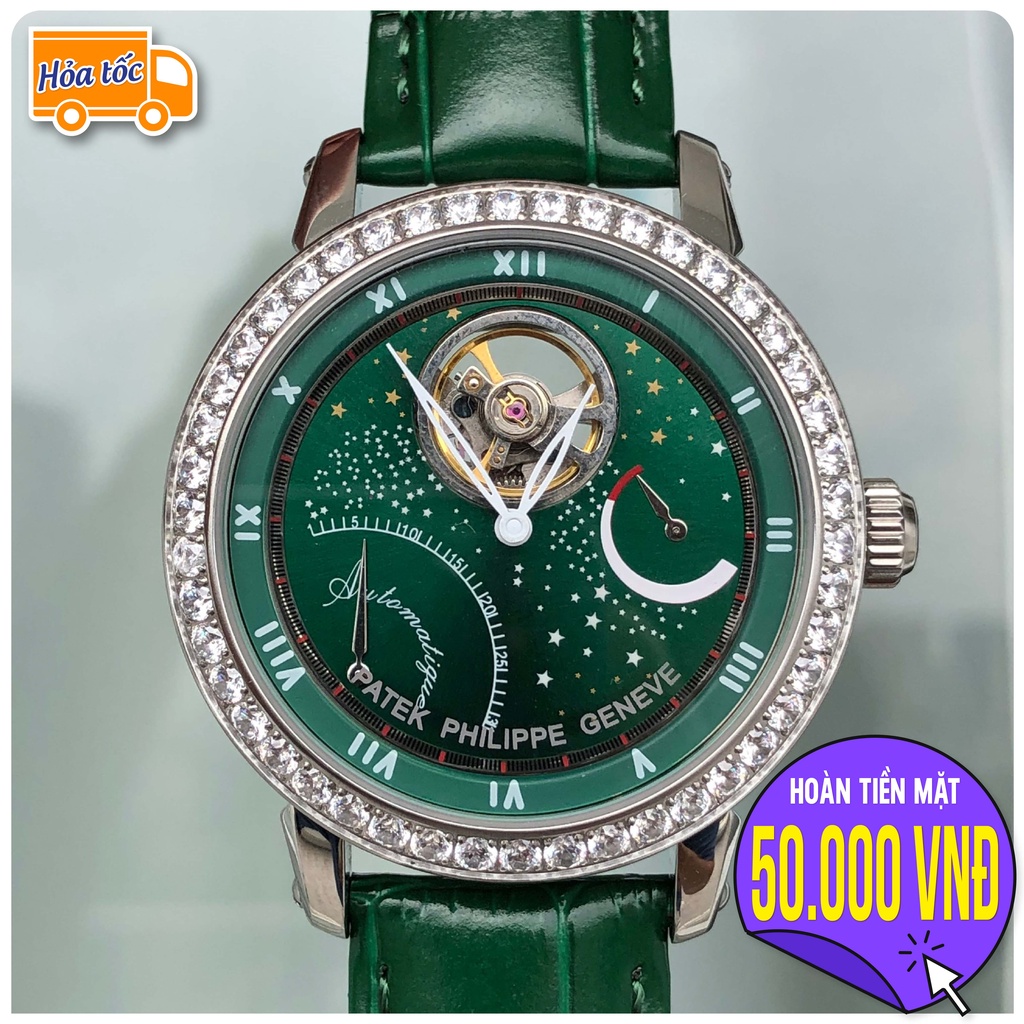 Đồng Hồ Nam PP GENEVE Viền Đá, Cơ Lộ Máy Automatic Nhật, Size 41mm Chống Nước 5ATM