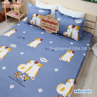 [GIÁ SỐC] Bộ Ga Và 2 Vỏ Gối Nằm Chất Poly Cotton Không Bai Không Xù | Mẫu Bò Xám [Chọn Mẫu]