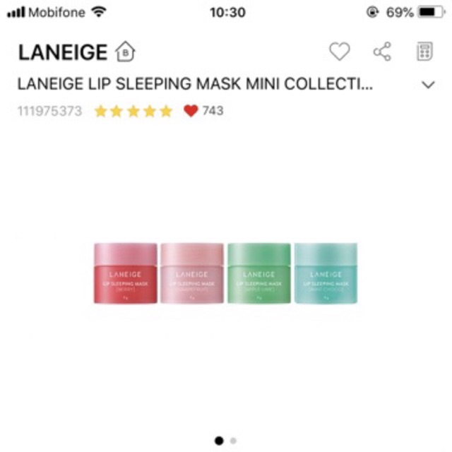 Mặt Nạ Ngủ Mềm Môi Lan.e.ige Lip Sleeping Mask Mini 8g (mùi ngẫu nhiên)