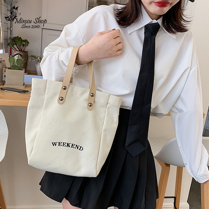 SET 2 Túi vải canvas, túi đeo chéo 2 TRONG 1 đi học, đi chơi trẻ trung WEEKEND TV45