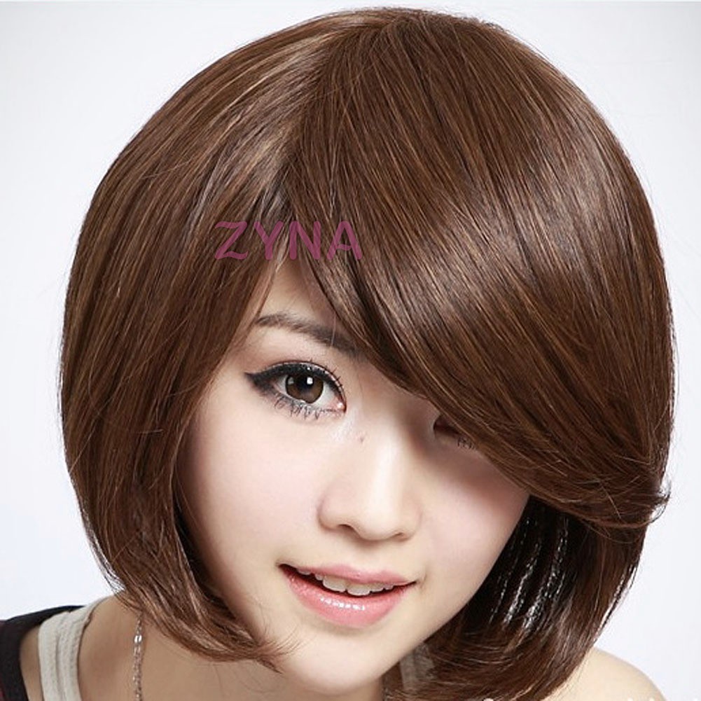 Ready Stock Women's Fashion Wig Straight Short Hair Wigs With Bangs Hair Short Hair Wig