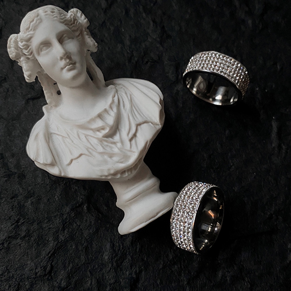 Nhẫn đeo ngón trỏ đính đá phong cách hip hop đường phố Âu Mỹ thời trang cá tính cho nam và nữ