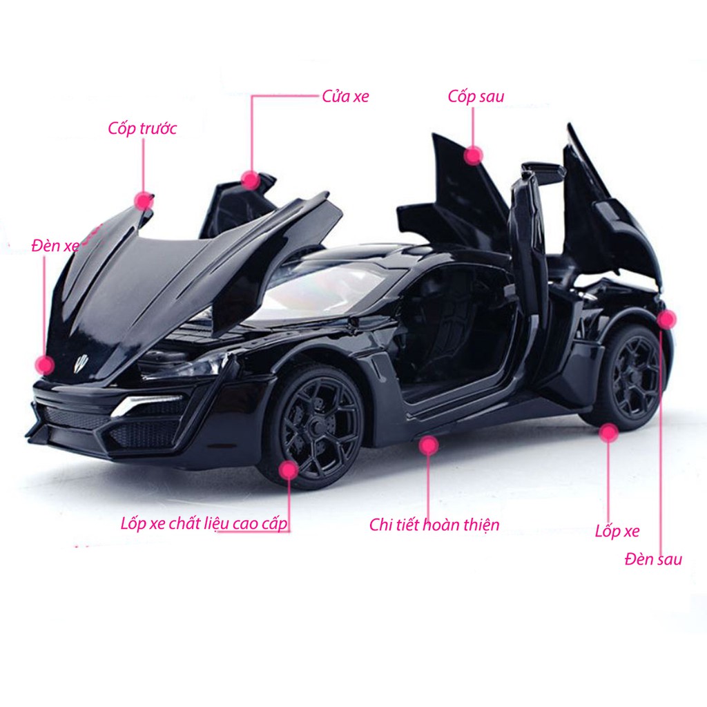[Mã LIFE0503TOYS1 giảm 10% đơn 150k] Mô hình siêu xe Lykan Miniauto kim loại tỷ lệ 1:32