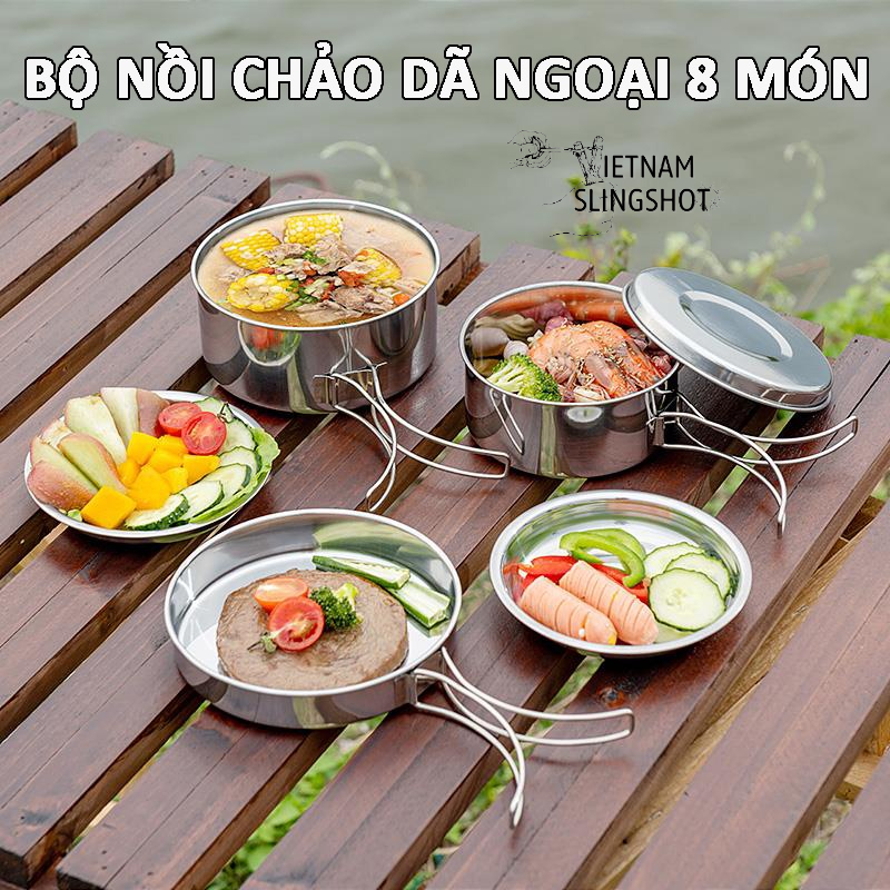 Bộ nồi chảo cốc hiệu CAMEL 8 món, du lịch cắm trại gọn nhẹ xuất nhật [DCP2]