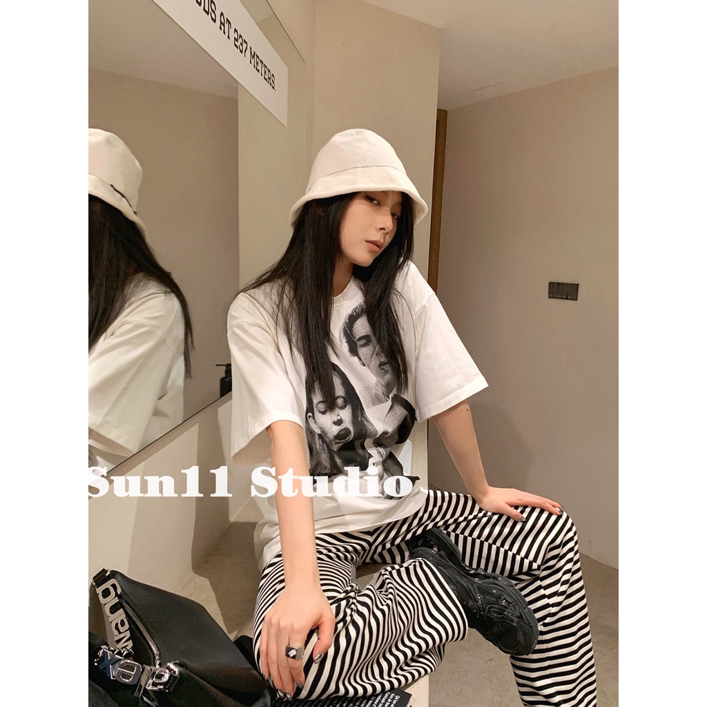 Áo Thun Ngắn Tay Cổ Tròn In Họa Tiết Phong Cách Retro Thời Trang Mùa Hè Dành Cho Nữ