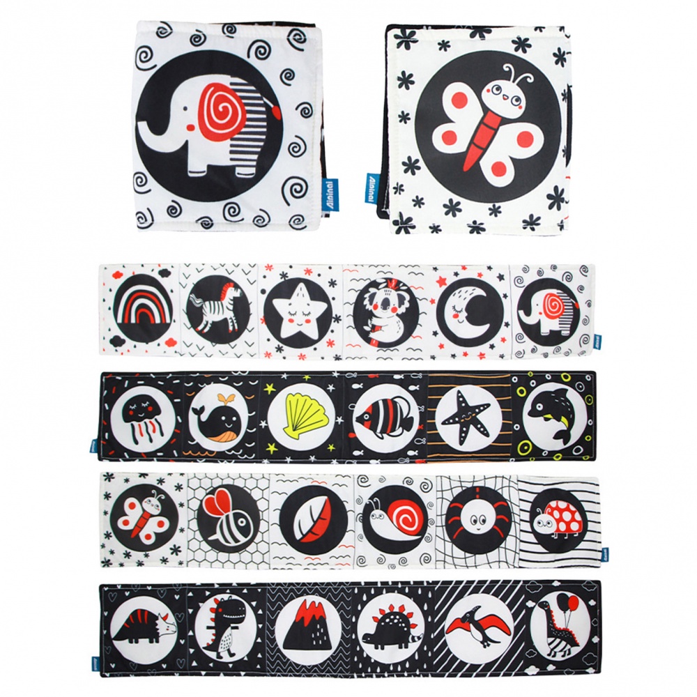 Sách Vải Không Độc Hại Màu Trắng Đen Hình Động Vật Dành Cho Bé